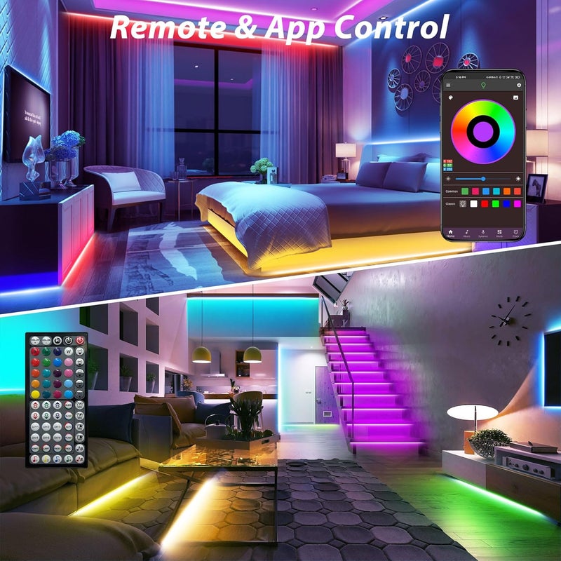 Ledagic Led Lights for Bedroom 150 ft (2 Rolls of 75ft), Music Sync RGB Led Strip Lights with Remote App Control, Color Changing Led Lights for Room Home Kitchen Party Decor - Image 3